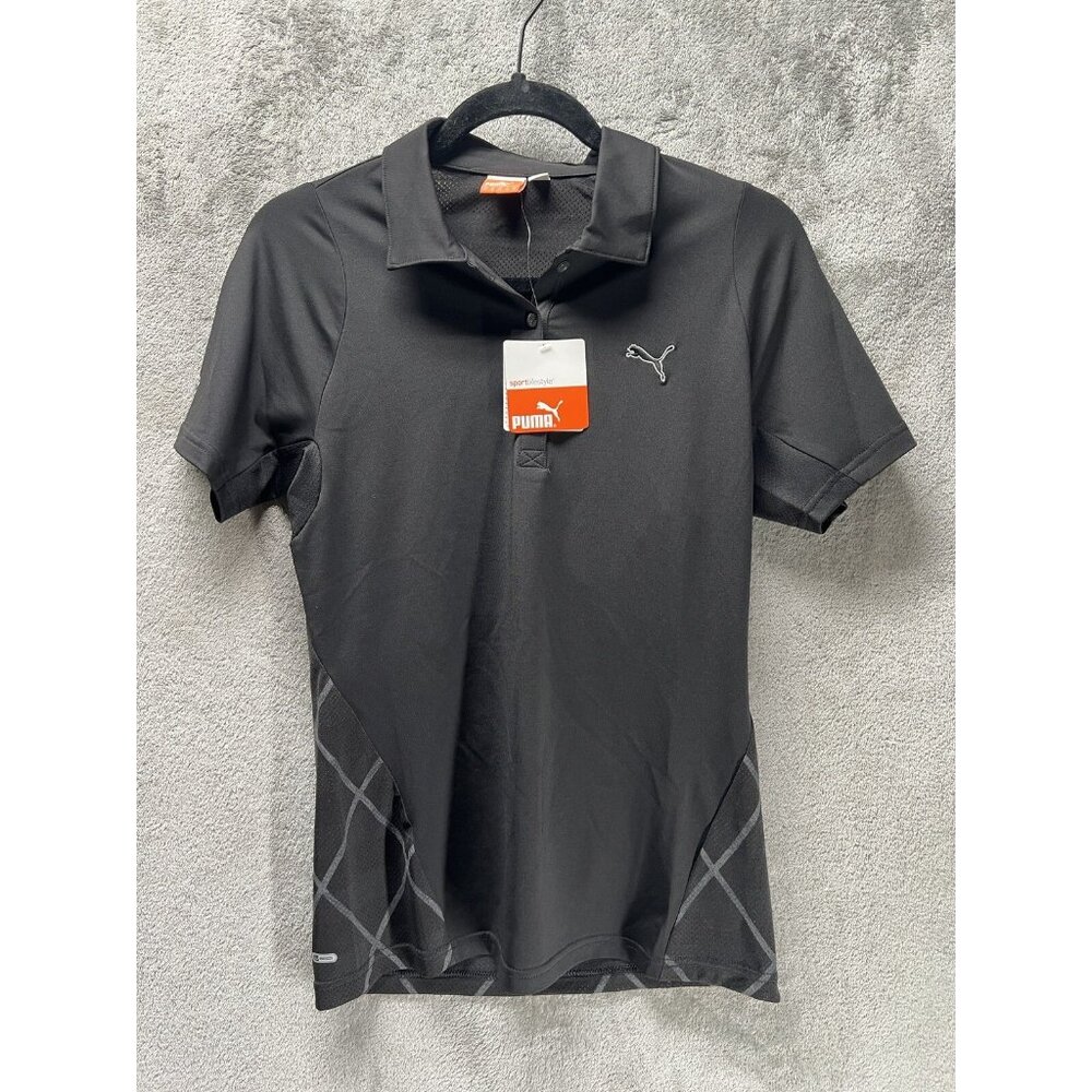 New PUMA Black Polo Shirt Short Sleeve US Women's Small Golf Tennis Performance